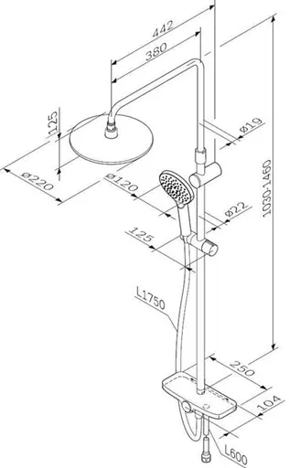 Душова система Am.Pm ShowerSpot без змішувача Like black F0780222, Чорний матовий - фото 11