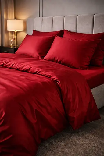 Комплект постельного белья евро 200х220 см сатин бордовый TC303376215 - фото 1