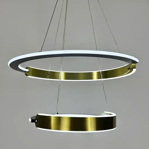 Подвесная люстра в латунно-черном корпусе с двумя кольцами Ø 60+40 см | Ст. MJ303-600+400 AB | Line F - фото 4