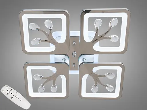 Дизайнерська новинка люстра LED з димером, підсвічуванням, хром, 85 Вт - фото 1