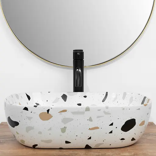 Умивальник Rea Belinda terazzo накладний REA-U6933, Цветной - фото 4