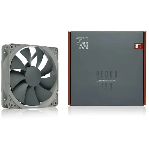 Вентилятор 120 mm, Noctua NF-P12 redux-900, Black, 120x120x25 мм, 900 RPM, 29,7 dB, SSO2 Bearing, 3-pin, 12 V/0,05 A, Low-Noise Adapter (L.N.A.), компенсатори вібрації