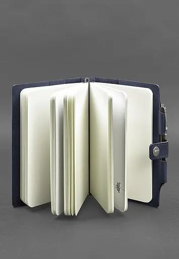 Шкіряний блокнот (Софт-бук) 4.0 темно-синій Краст - фото 3