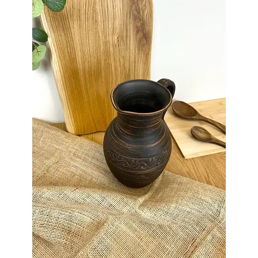 Глек 2 літри керамічний (глиняний) різьблений з ручкою декор - фото 6