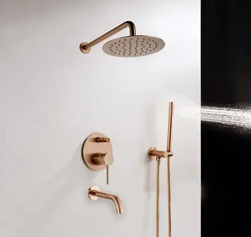 Душова система прихованого монтажу Rea Lungo + Box з виливом rose gold REA-P6610, Теплий захід сонця - фото 2