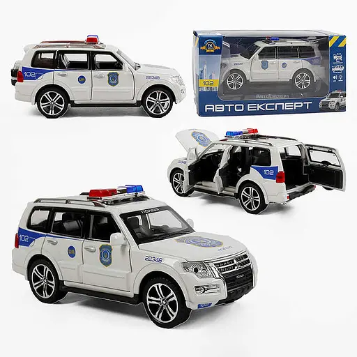 Машина Авто Експерт "Поліція" масштаб 1:32, світло, звук, інерція, відчиняються двері, багажник, капот 51282