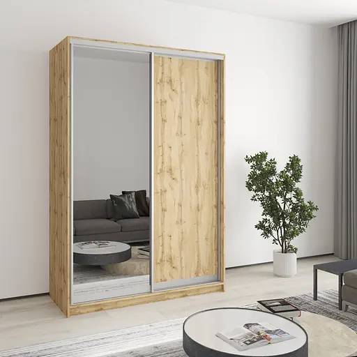 Шафа-купе дводверна MebelStar Стандарт AL ДСП/Дзеркало 140x60x210 см Дуб тахо (MBS-3472)