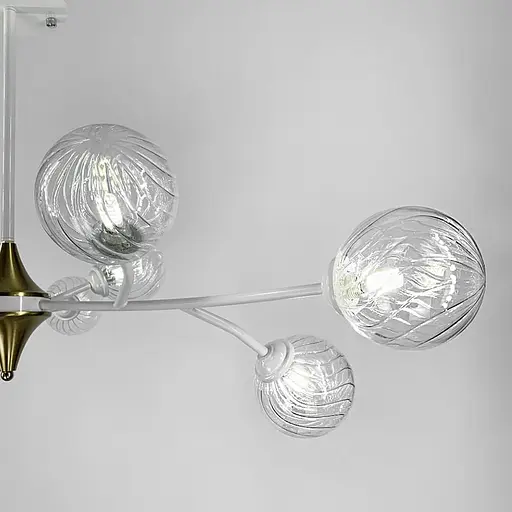 Біла люстра із поворотними гілочками на 12 плафонів Line.F K 21/12 WT+CL new - фото 3