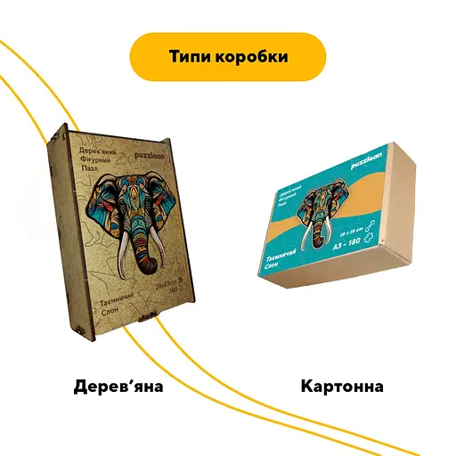 Пазл деревяний Таємничий Слон, А5, Картонна коробка 35 елементів - фото 4