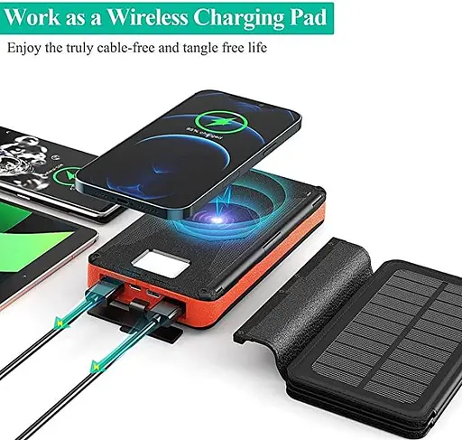 Сонячний зарядний пристрій Solar panel (5 панелей по 8W) VerWireless Charging 20000mAh (PN-W09) - фото 3
