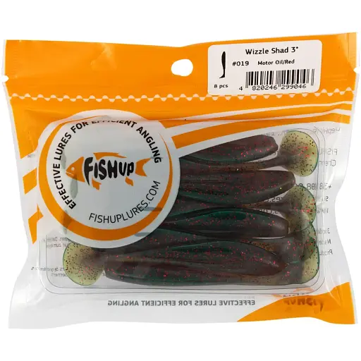 Силікон FishUP Wizzle Shad 3" #019 Motor Oil/Red (8 шт/уп) - фото 2
