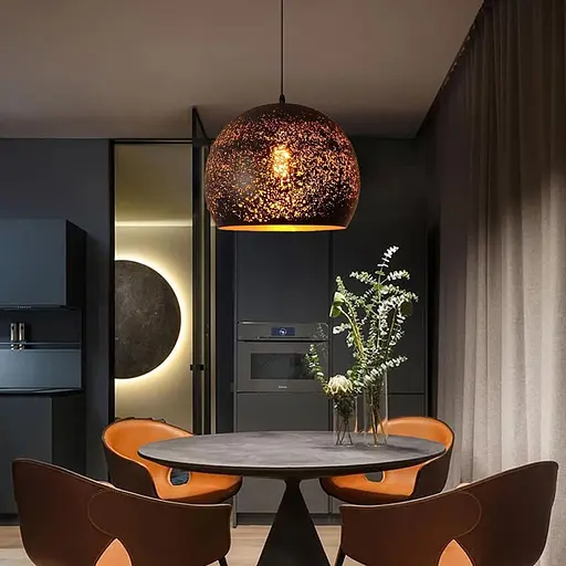 Дизайнерський підвісний світильник Ø35 см Line F MJ1912-350 Чорний - фото 1