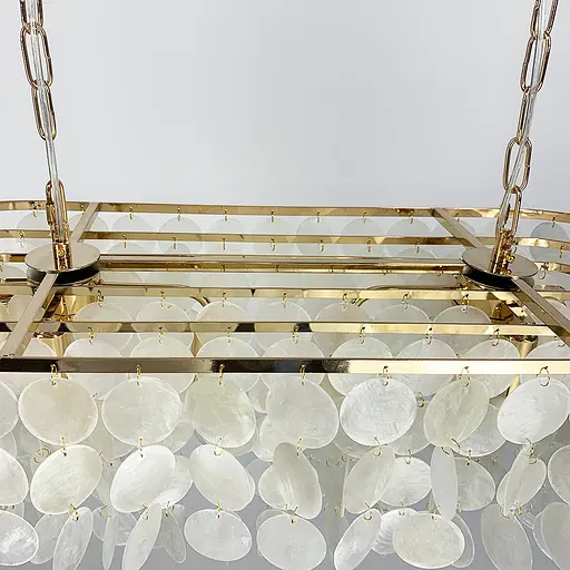 Удлиненная золотая люстра ATHELIA с перламутровыми пластинами | Ст. 1537-800*300 GD Line F - фото 4