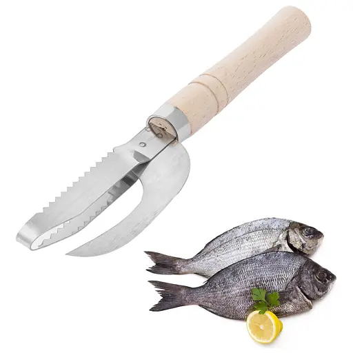 Рибочистка ніж для чищення риби з дерев'яною ручкою 22 см, Kitchette 86359 - фото 3