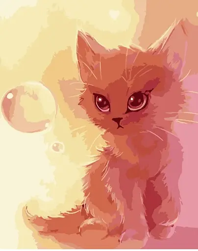 Набор для росписи по номерам Котенок с пузырьком, Strateg, 40x50 см, DY187