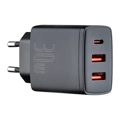 Мережевий зарядний пристрій Baseus Compact Quick Charger 2U + C 30W EU Чорний - фото 1