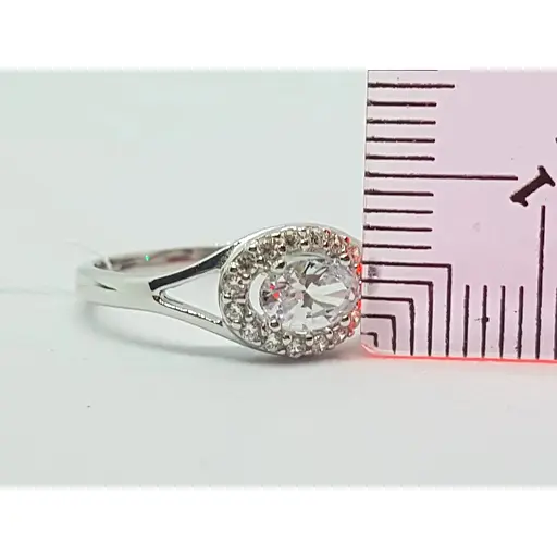 Срібне кільце Лазурит з фіанітами. 15065р 17,5 - фото 5