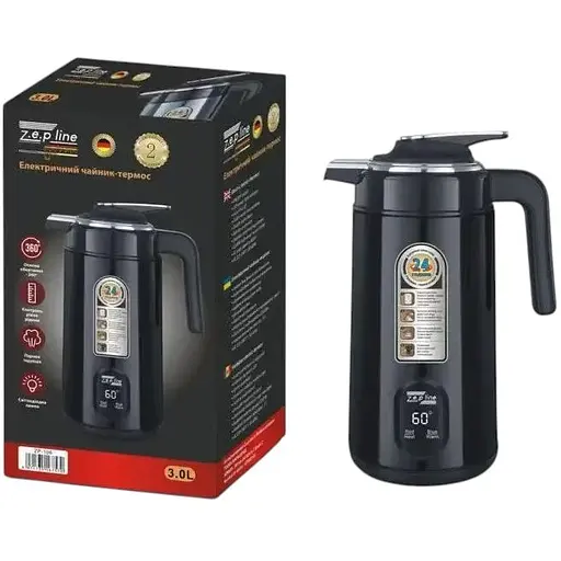 Электрочайник термос Zepline ZP-123-R 3л 2200 Вт Черный