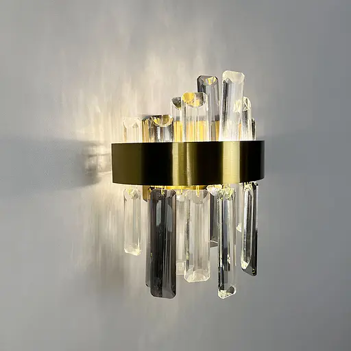 Латунные бра с прозрачным и графитовым хрусталем Line F Арт. WMJ210/2 AB+CL - фото 2