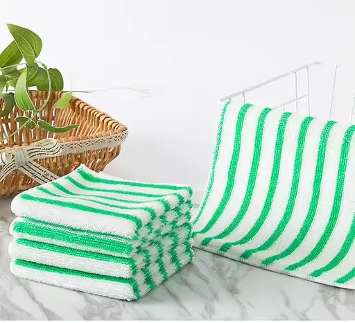 Набір 5 бамбукових серветок для прибирання, миття посуду та поверхонь 25х24 см Білий/Зелений - Багаторазові Міцні - фото 1