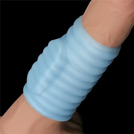 Насадка на пенис с вибрацией Lovetoy Knights Ring Vibrating Wave 10 см голубой - фото 4