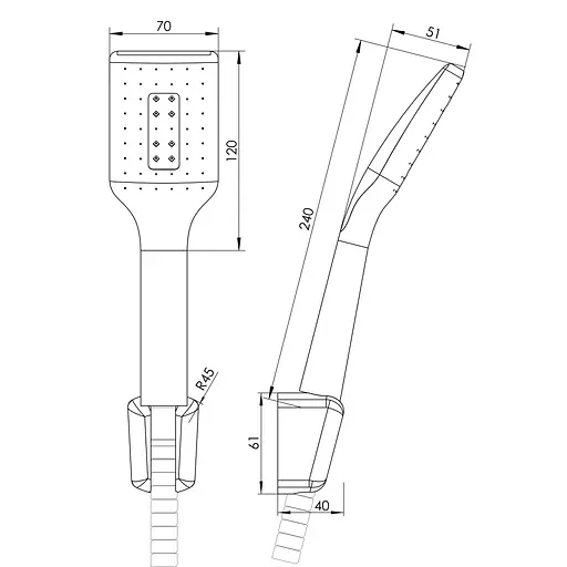 Душовий гарнітур RJ лійка 1 режим, тримач, шланг 1500 мм SS хром RJSH000-01CH, Хром - фото 3