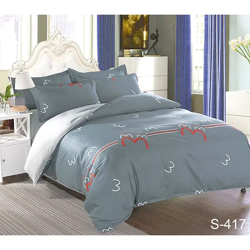 Комплект постільної білизни TAG Tekstil з компаньйоном King Size Сірий 000141873 (S417)