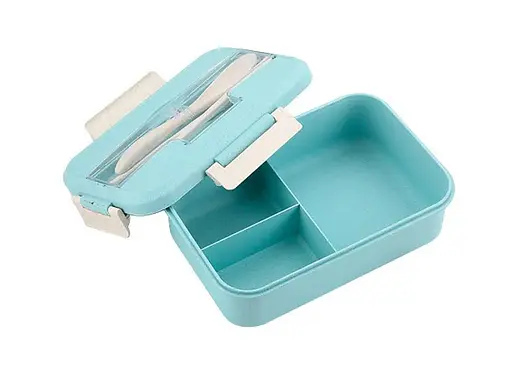 Ланч бокс Green из пшеничной соломы 1000мл с ложкой и кит палочки для микроволновки - фото 2