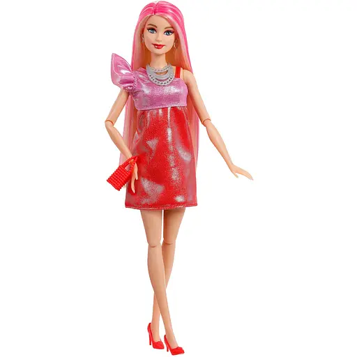 Лялька Barbie Party Unboxed Бьюті-вечірка у рожево-червоних тонах (JFY68)
