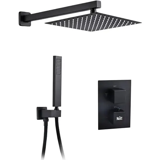 Душова система прихованого монтажу з термостатом для душу Nett TSB-473, Чорний - фото 1