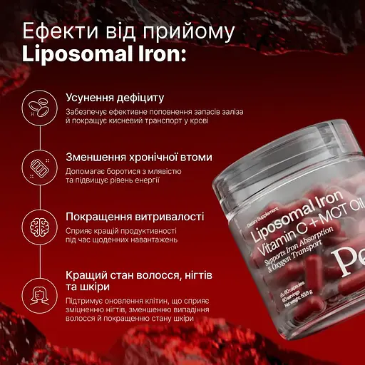 Залізо бісгліцинат Perla Helsa Liposomal Iron Vitamin C + MCT Oil 60 шт. - фото 7