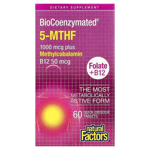Витамины и минералы Natural Factors BioCoenzymated Methylfolate 1000 mcg, 60 таблеток - фото 2