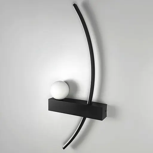 Чорне дугове бра з білим плафоном у правому корпусі 60 см Line F Арт. WJ113/600 R BK (правий) - фото 5