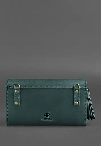 Женская кожаная сумка Элис зеленая crazy horse - фото 6