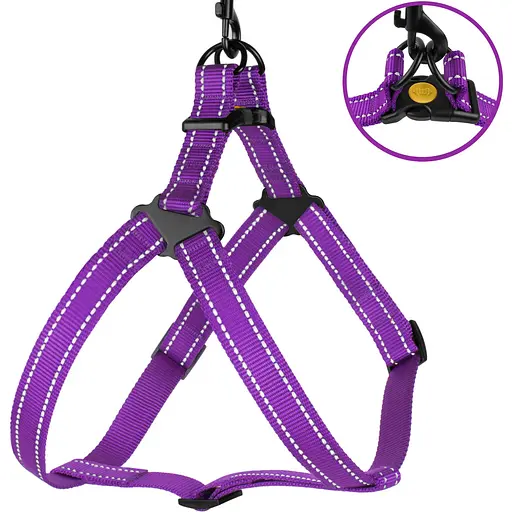 Шлея для собак Barksi Active світловідбивна (обхват грудей 58-71 см ширина 2.5 см) фіолетова - фото 2