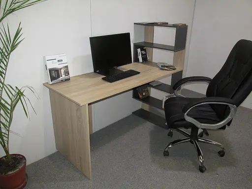 Cтол компьютерный с полками М-ЗОН Джеко 1416P прав Сонома/Антрацит (MZN-031030) - фото 6