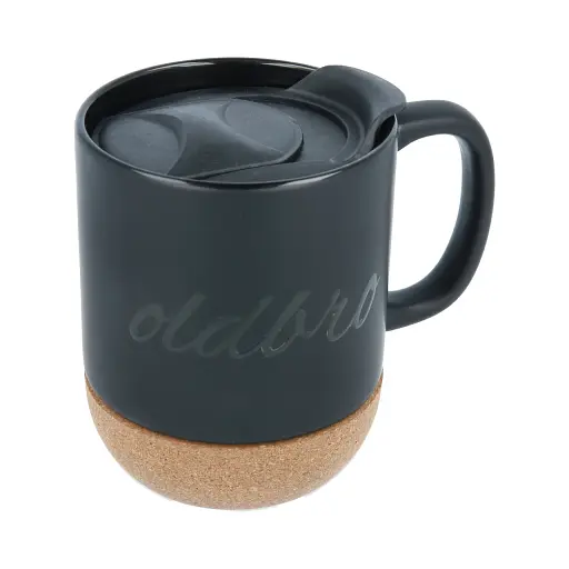 Керамічний кавовий кухоль OldBro blackingBlack 414 мл з корковим дном і кришкою - фото 2