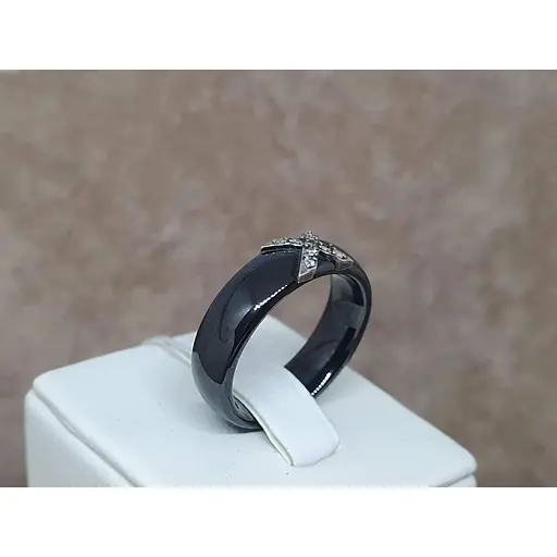 Срібне кільце Aurora з керамікою і фіанітами. С1015Ч 19,5 - фото 3