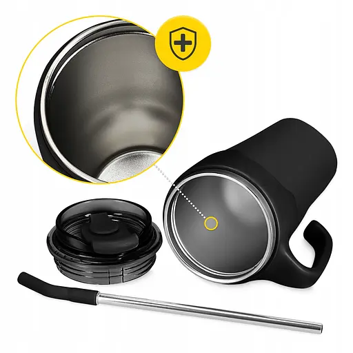 Термокружка Mountain Goat со соломинкой 0.65 л Black (P-5905973406123) - фото 12