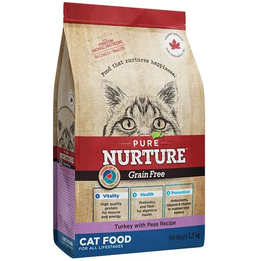 Сухой корм Pure Nurture для кошек на всех стадиях жизни, рецепт с индейкой и горохом 1.5 кг - фото 1