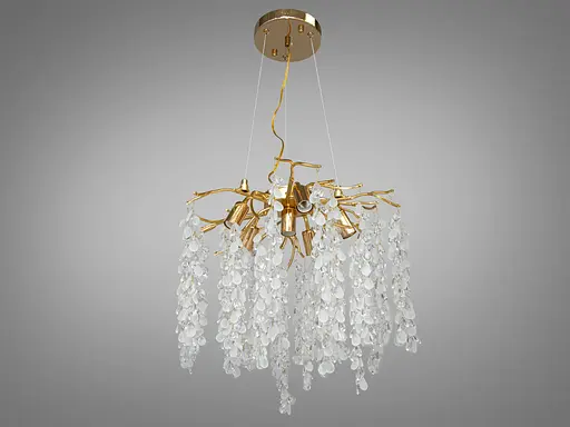 Стильна кришталева люстра Гліцинія з алюмінієвими елементами, 6 ламп - фото 2