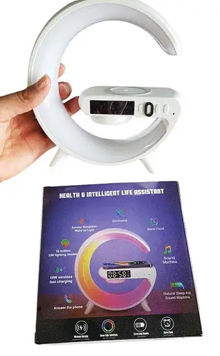 Светильник с беспроводной зарядкой телефона G63 LED Wireless Charging Speaker колонка ночник RGB-подсветка - фото 8