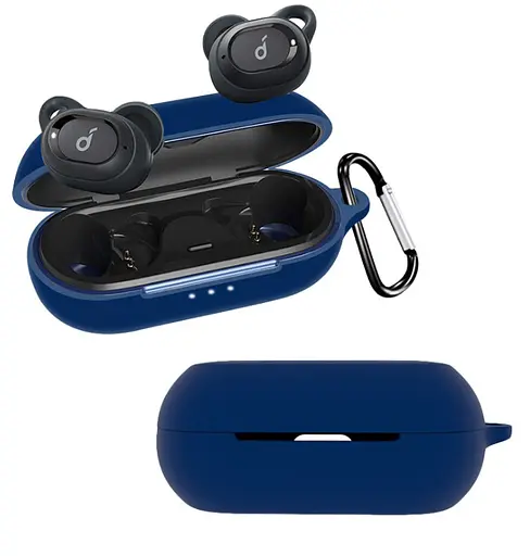 Чохол-накладка DK Silicone Candy Friendly з карабіном для Anker SoundCore Liberty Neo (dark blue) - фото 2