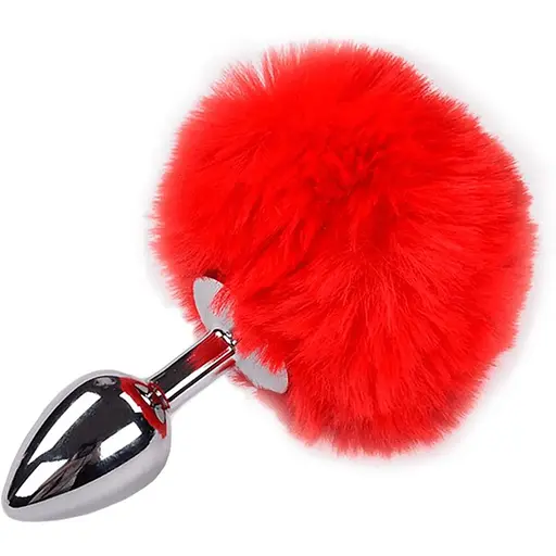 Металева анальна пробка Alive Fluffy Кролячий хвостик Plug S