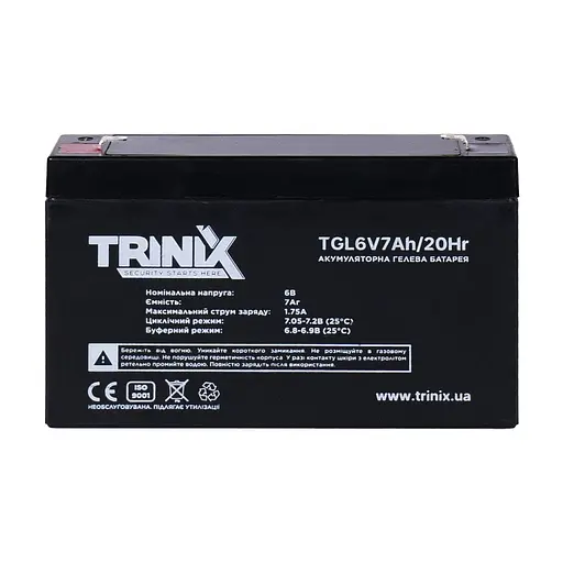 Аккумуляторная батарея гелевая 6В 7Ач Trinix TGL6V7Ah/20Hr GEL (44-00072) - фото 2