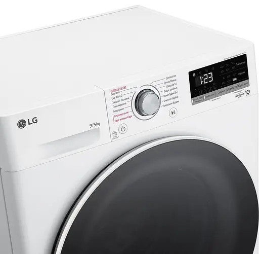 Стирально-сушильная машина LG фронтальная 9(5) кг 1200 А 48 см дисплей пара инвертор белый - фото 9