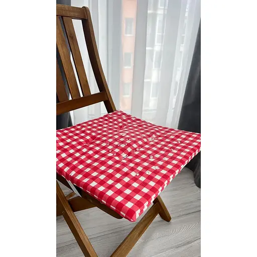 Водоотталкивающая подушка на стул Красная клеточка (2 шт.) - фото 5
