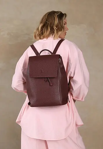 Женский кожаный рюкзак Kim бордовый флотарий - фото 4