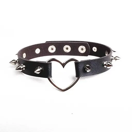 БДСМ чокер с сердцем и шипами Черный - фото 1