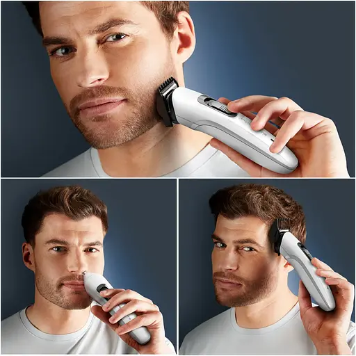 Триммер Rowenta Trim & Style, для бороды, носа, усов и головы, сеть+акум., насадок-7, сталь, белый - фото 5